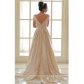 champagne pink taiwan satin thick satin simple but elegant wedding dresses